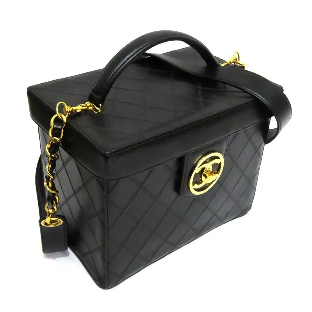 Chanel Vanity Bicolor Shoulder Bag Black
